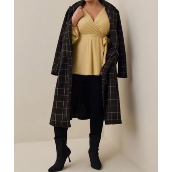 🆕 Knit Gold Glitter Lurex Surplice Peplum Top 3 3X 22 24 NWT Torrid New! - Picture 2 of 5